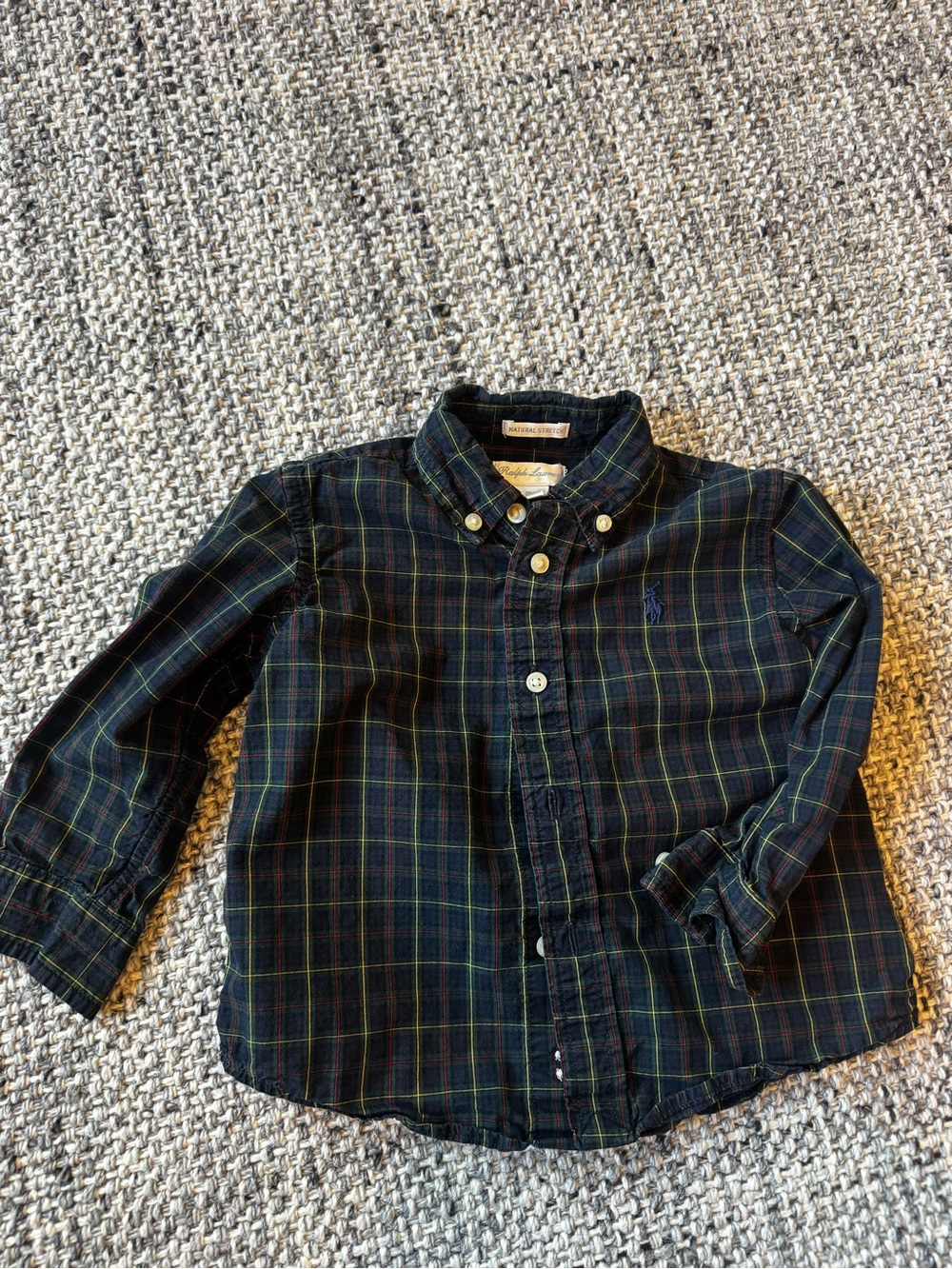 Ralph Lauren Boys Dark Green & Navy Plaid Button-Down Shirt